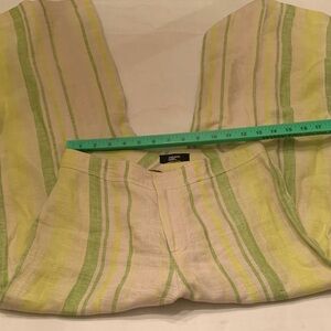 Philippe Adec Green and Cream Striped Wide Leg Pants EUC size 6 or 8 linen